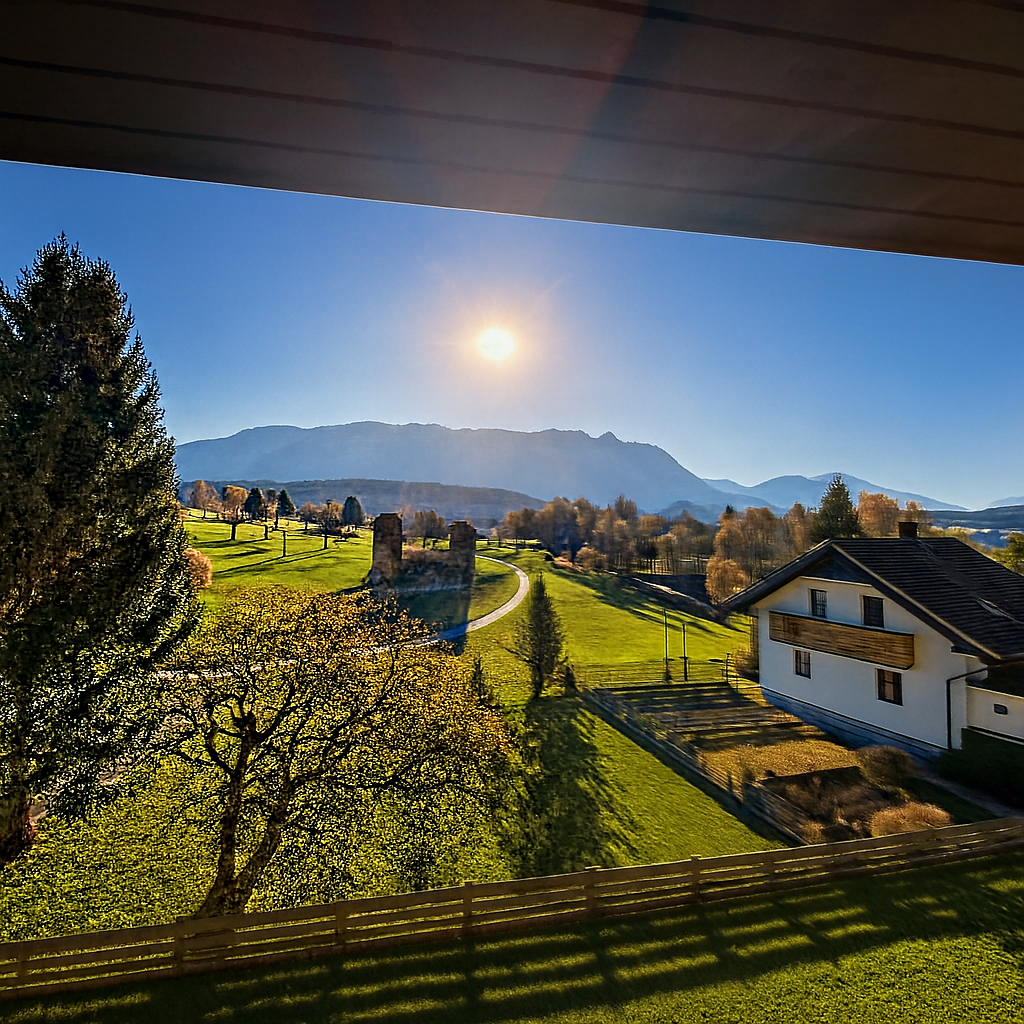 Ausblick vom Einzelzimmer im Gasthof Pension Kärnten Thomashof